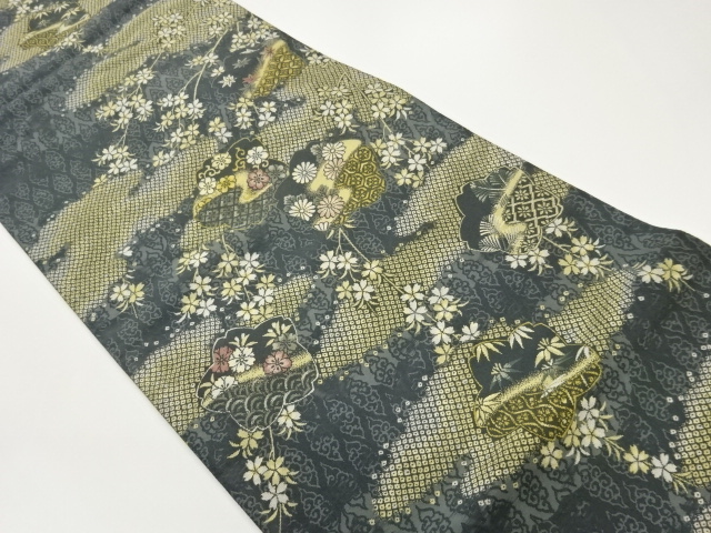 JAPANESE FUKURO OBI / WOVEN SAKURA & KANOKO PATTERN